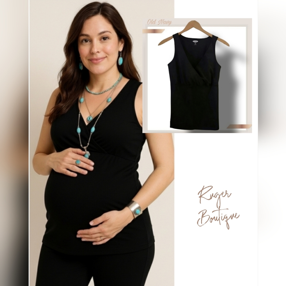 🌿Old Navy Fitted Maternity Top Black Tank Women's size Medium-Nice!